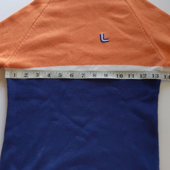 Vintage sweater turtleneck orange sherbet and navy - Picture 3 of 5